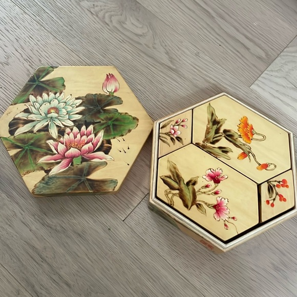 Other - Vintage Bamboo jewelry box set 5 pieces